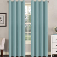 H.VERSAILTEX Stone Blue Blackout Curtains for Bedroom/Living Room 2 Panels Set - Thermal Insulated Room Darkening Grommet Top Blue Curtains