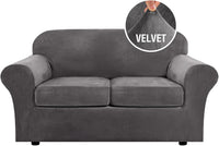 H.VERSAILTEX Modern Velvet Plush High Stretch Sofa Slipcover Furniture Protector Form Fit Luxury Thick Sofa Cover for 3 Cushion Couch, Machine Washable Width Up to 90 Inch