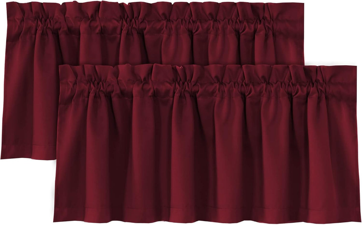 H.VERSAILTEX 100% Blackout Valances for Windows,Kitchen Window Valances Short Grey Window Valance Curtains for Living Room/Bedroom/Bathroom Privacy Decorative Rod Pocket,2 Pack, 52" x 18", Dove Gray