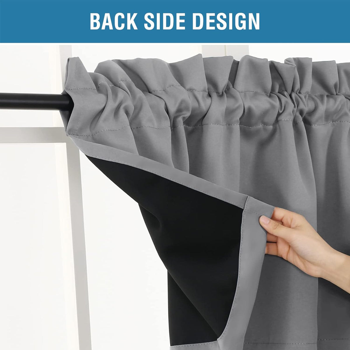 H.VERSAILTEX 100% Blackout Valances for Windows,Kitchen Window Valances Short Grey Window Valance Curtains for Living Room/Bedroom/Bathroom Privacy Decorative Rod Pocket,2 Pack, 52" x 18", Dove Gray