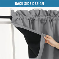 H.VERSAILTEX 100% Blackout Valances for Windows,Kitchen Window Valances Short Grey Window Valance Curtains for Living Room/Bedroom/Bathroom Privacy Decorative Rod Pocket,2 Pack, 52" x 18", Dove Gray