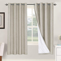 2 pcs  H.VERSAILTEX 100% Blackout Linen Curtains Full Light Blocking Curtains for Bedroom, Textured Window Curtains for Living Room, Energy Efficient Curtains White Liner