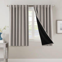 H.VERSAILTEX 100% Blackout Curtains for Bedroom with Black Liner Full Room Darkening Curtains 84 Inch Long Thermal Insulated Back Tab/Rod Pocket Window Drapes for Living Room, 2 Panels, Natural Sand