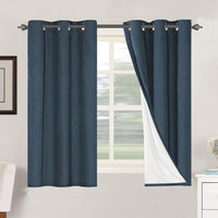 2pcs H.VERSAILTEX Blackout Linen Curtains, 100% Blackout Drapes Textured Blackout Curtains with White Thermal Insulated Liner, Grommet Top Curtains Living Room