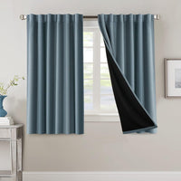 H.VERSAILTEX 100% Blackout Curtains for Bedroom with Black Liner Full Room Darkening Curtains 84 Inch Long Thermal Insulated Back Tab/Rod Pocket Window Drapes for Living Room, 2 Panels, Natural Sand