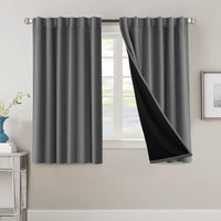 H.VERSAILTEX 100% Blackout Curtains for Bedroom with Black Liner Full Room Darkening Curtains 84 Inch Long Thermal Insulated Back Tab/Rod Pocket Window Drapes for Living Room, 2 Panels, Natural Sand