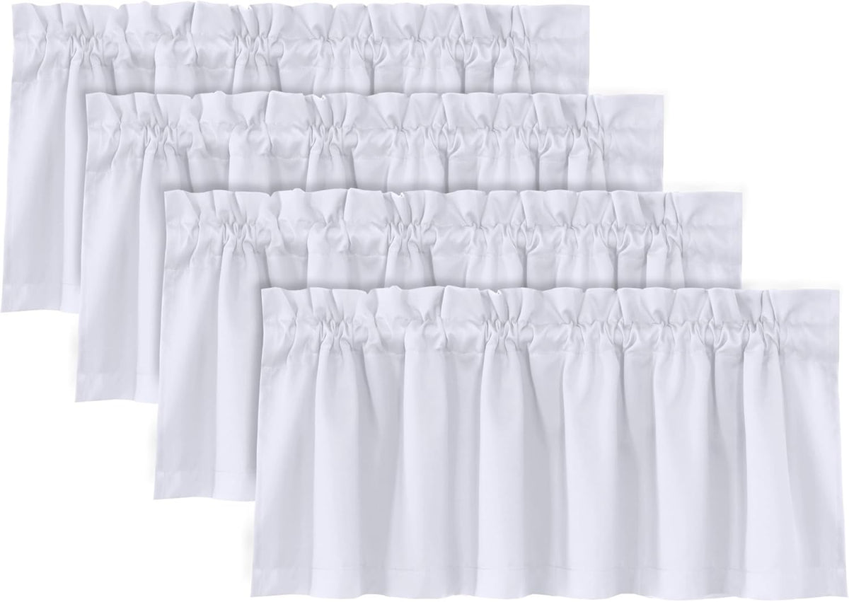 H.VERSAILTEX 100% Blackout Valances for Windows,Kitchen Window Valances Short Grey Window Valance Curtains for Living Room/Bedroom/Bathroom Privacy Decorative Rod Pocket,2 Pack, 52" x 18", Dove Gray