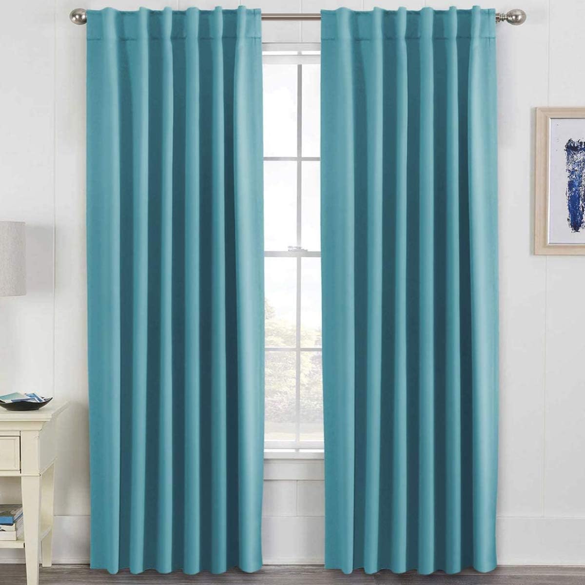 2pcs H.VERSAILTEX Blackout Curtains Thermal Insulated Window Treatment Panels Room Darkening Blackout Drapes for Living Room Back Tab/Rod Pocket Bedroom Draperies