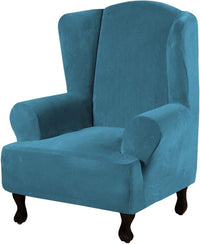 H.VERSAILTEX Velvet Wingback Chair Cover – Plush High Stretch Slipcover, 1 Piece