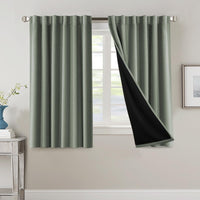 H.VERSAILTEX 100% Blackout Curtains for Bedroom with Black Liner Full Room Darkening Curtains 84 Inch Long Thermal Insulated Back Tab/Rod Pocket Window Drapes for Living Room, 2 Panels, Natural Sand