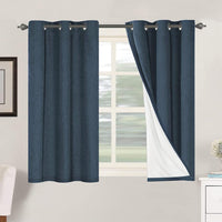 2pcs H.VERSAILTEX Blackout Linen Curtains, 100% Blackout Drapes Textured Blackout Curtains with White Thermal Insulated Liner, Grommet Top Curtains Living Room