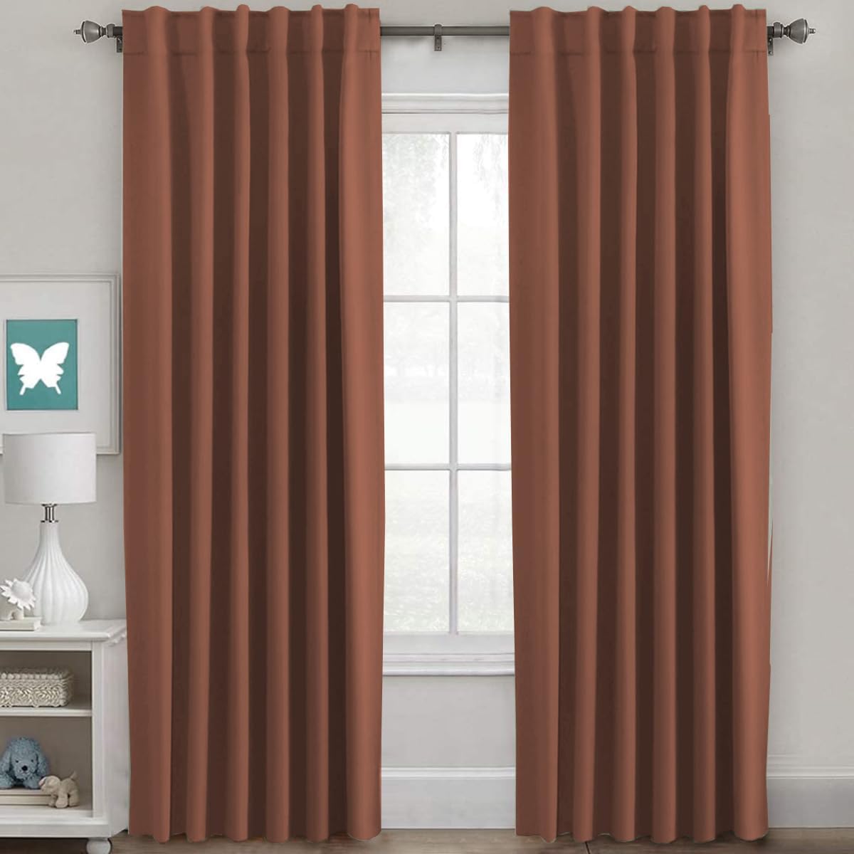 2pcs H.VERSAILTEX Blackout Curtains Thermal Insulated Window Treatment Panels Room Darkening Blackout Drapes for Living Room Back Tab/Rod Pocket Bedroom Draperies