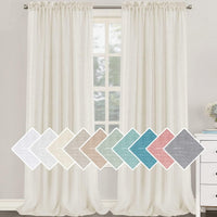h.versailtx Linen Blend Semi Sheer Curtain Panels Natural Light Filtering Rod Pocket product image