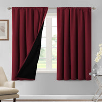 H.VERSAILTEX 100% Blackout Curtains for Bedroom Short Curtains Half Window Curtains for Kitchen, Privacy Energy Saving Curtain Tiers for Bathroom Shades, W 42 x L 36 inch, Pumice Stone, Set of 2