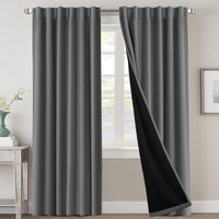 H.VERSAILTEX 100% Blackout Curtains for Bedroom with Black Liner Full Room Darkening Curtains 84 Inch Long Thermal Insulated Back Tab/Rod Pocket Window Drapes for Living Room, 2 Panels, Natural Sand