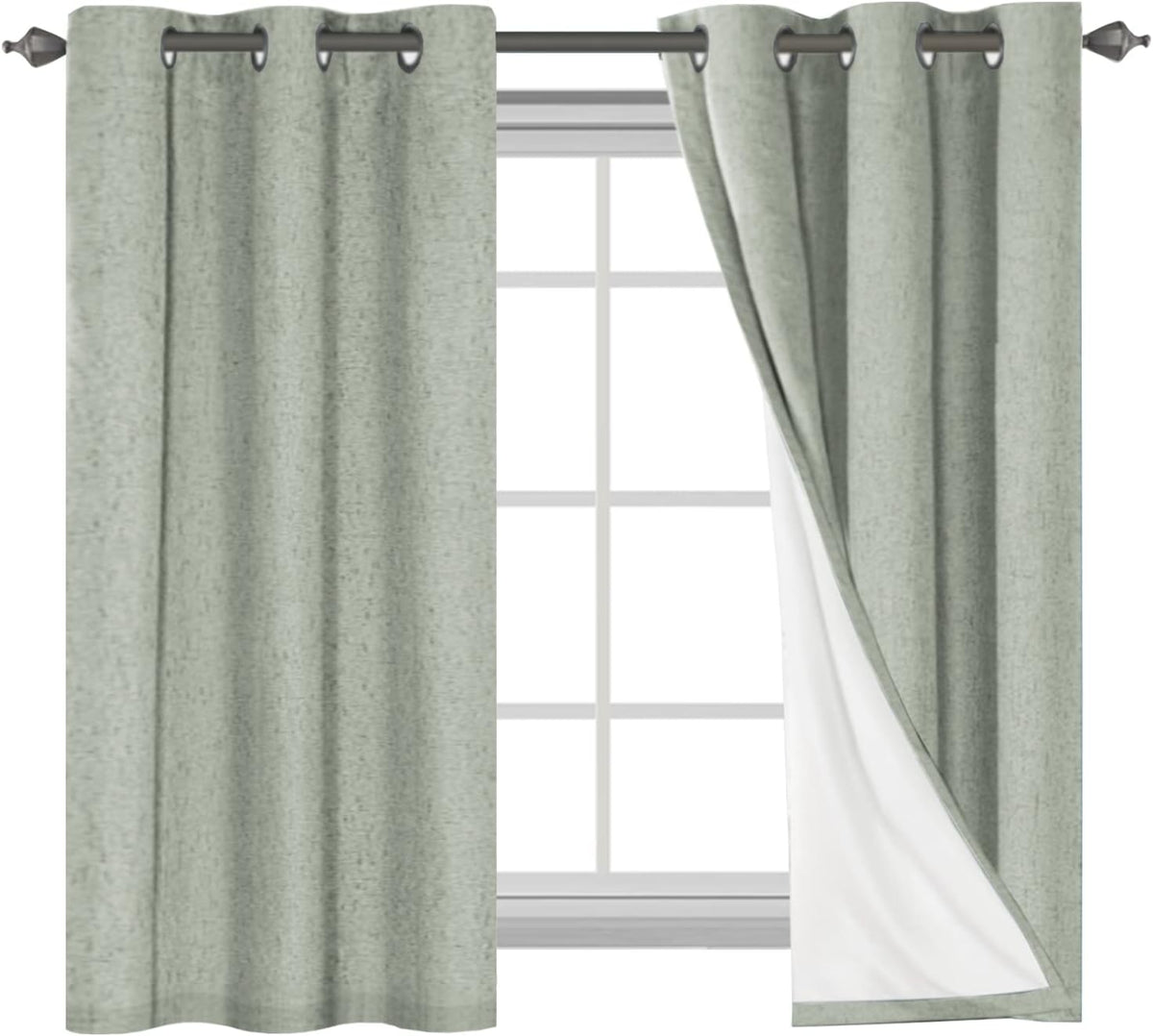 2pcs H.VERSAILTEX Blackout Linen Curtains, 100% Blackout Drapes Textured Blackout Curtains with White Thermal Insulated Liner, Grommet Top Curtains Living Room