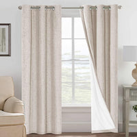 2pcs H.VERSAILTEX Blackout Linen Curtains, 100% Blackout Drapes Textured Blackout Curtains with White Thermal Insulated Liner, Grommet Top Curtains Living Room