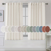 H.VERSAILTEX Natural Linen Curtains 45 inches Long for Living Room 2 Panels Back Tab Loop Pocket Linen Semi Sheer Curtains Light Filtering Rustic Farmhouse Boho Curtain for Bedroom