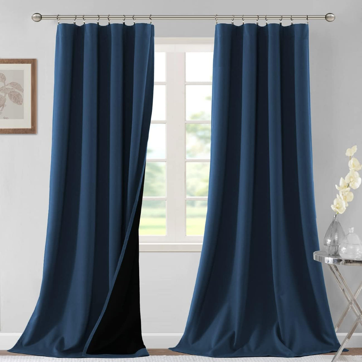 H.VERSAILTEX 100% Blackout Curtains for Bedroom Short Curtains Half Window Curtains for Kitchen, Privacy Energy Saving Curtain Tiers for Bathroom Shades, W 42 x L 36 inch, Pumice Stone, Set of 2