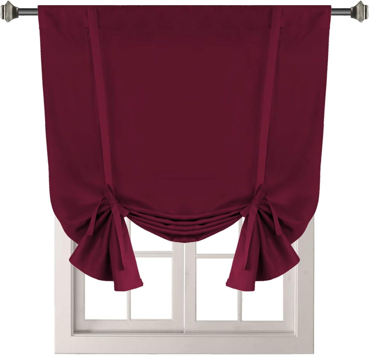 H.VERSAILTEX Blackouts Curtain for Windows - Tie Up Curtains and Valances Set Roman Balloon Blind Rod Pocket Short Curtain for Kitchen/Bathroom/Bay