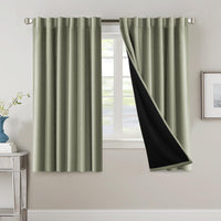 H.VERSAILTEX 100% Blackout Curtains for Bedroom with Black Liner Full Room Darkening Curtains 84 Inch Long Thermal Insulated Back Tab/Rod Pocket Window Drapes for Living Room, 2 Panels, Natural Sand