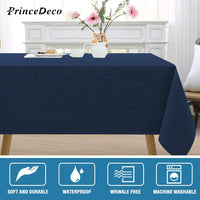 PrinceDeco Linen Textured Tablecloth Square Waterproof Solid Linen Woven Tablecloth Spill-Proof Linen Look Cover for Party Table Feature Extra Soft and Thick Fabric Wrinkle Free-Table linen