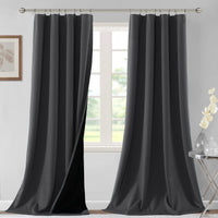 H.VERSAILTEX 100% Blackout Curtains for Bedroom Short Curtains Half Window Curtains for Kitchen, Privacy Energy Saving Curtain Tiers for Bathroom Shades, W 42 x L 36 inch, Pumice Stone, Set of 2