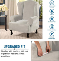 H.VERSAILTEX Velvet Wingback Chair Cover – Plush High Stretch Slipcover, 1 Piece