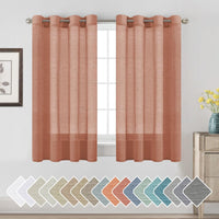 2pcs H.VERSAILTEX Natural Linen Sheer Curtains Flax Linen Blended Curtain Panels Living Room Sheer Curtains, Nickel Grommet Semitransparent Semi-Sheer Soft Privacy Drapes