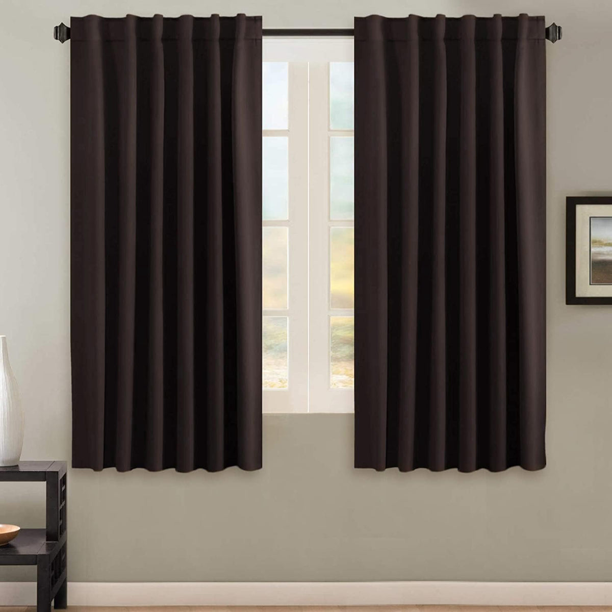 2pcs H.VERSAILTEX Blackout Curtains Thermal Insulated Window Treatment Panels Room Darkening Blackout Drapes for Living Room Back Tab/Rod Pocket Bedroom Draperies