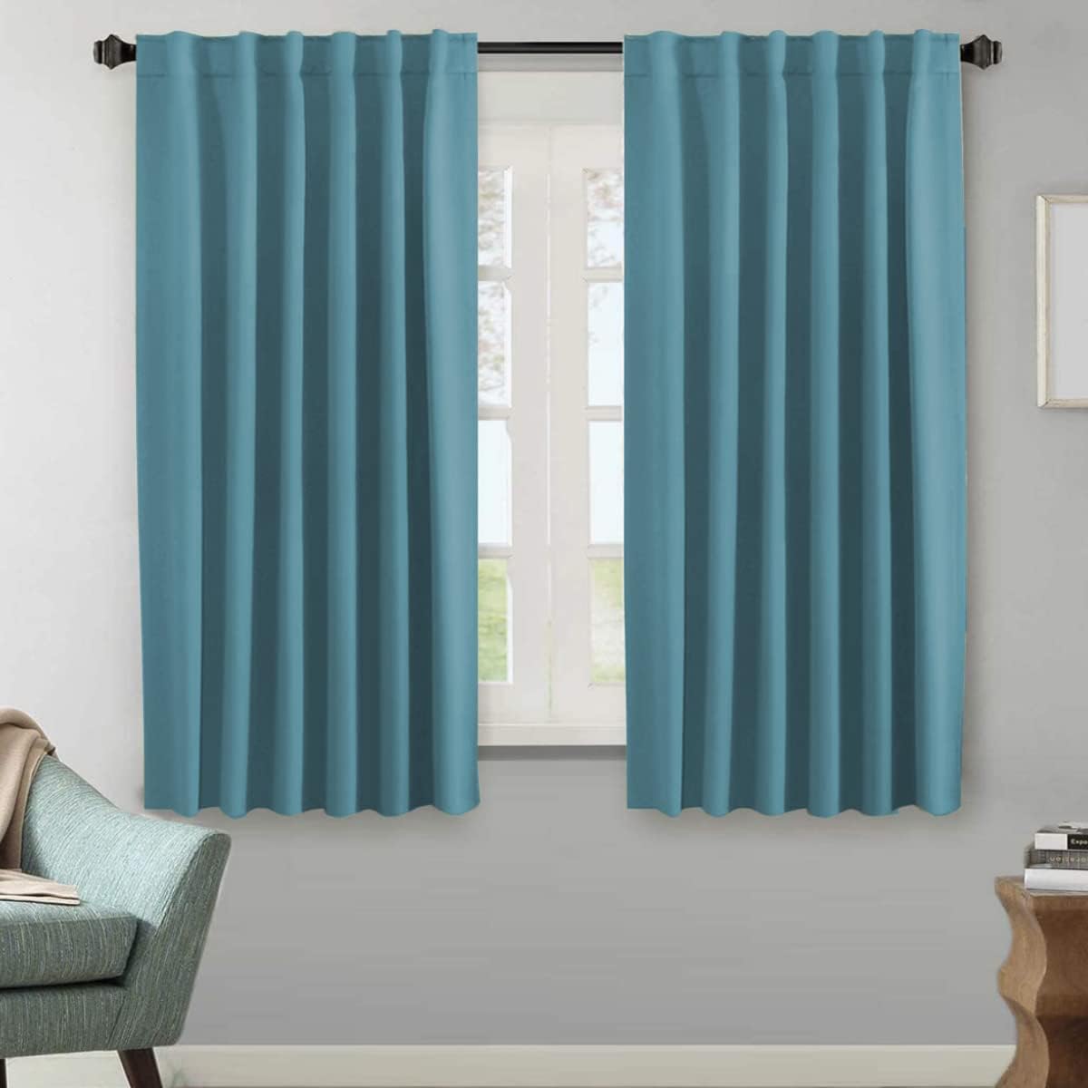 2pcs H.VERSAILTEX Blackout Curtains Thermal Insulated Window Treatment Panels Room Darkening Blackout Drapes for Living Room Back Tab/Rod Pocket Bedroom Draperies