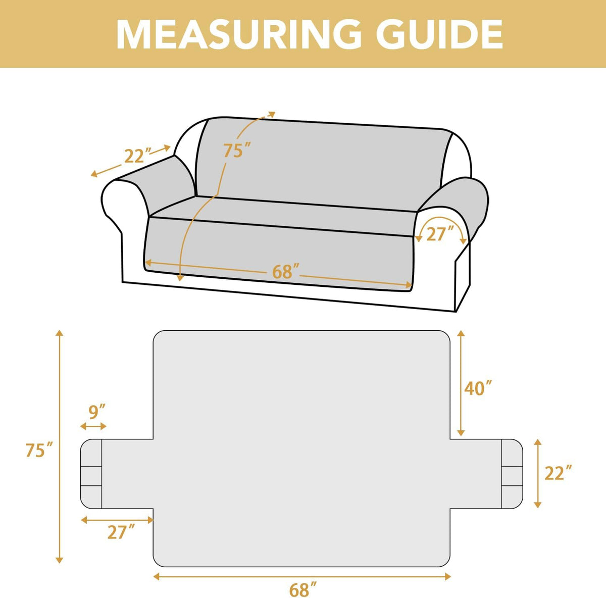 H.VERSAILTEX 100% Waterproof Couch Cover for 3 Cushion Sofa Triple Non Slip with Storage Pocket