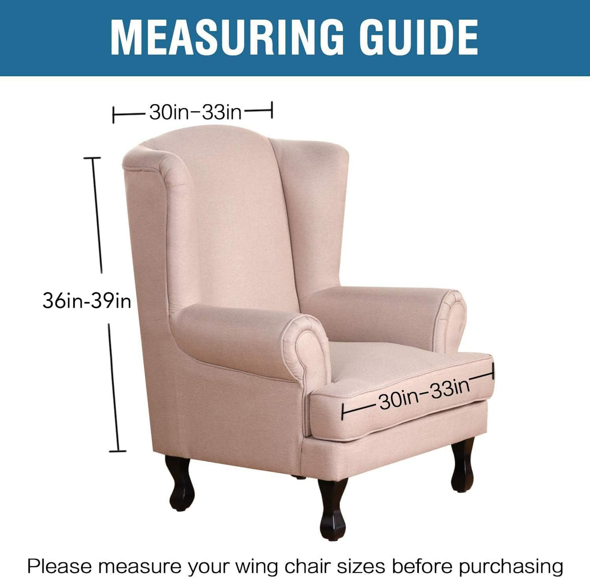 H.VERSAILTEX Velvet Wingback Chair Cover – Plush High Stretch Slipcover, 1 Piece