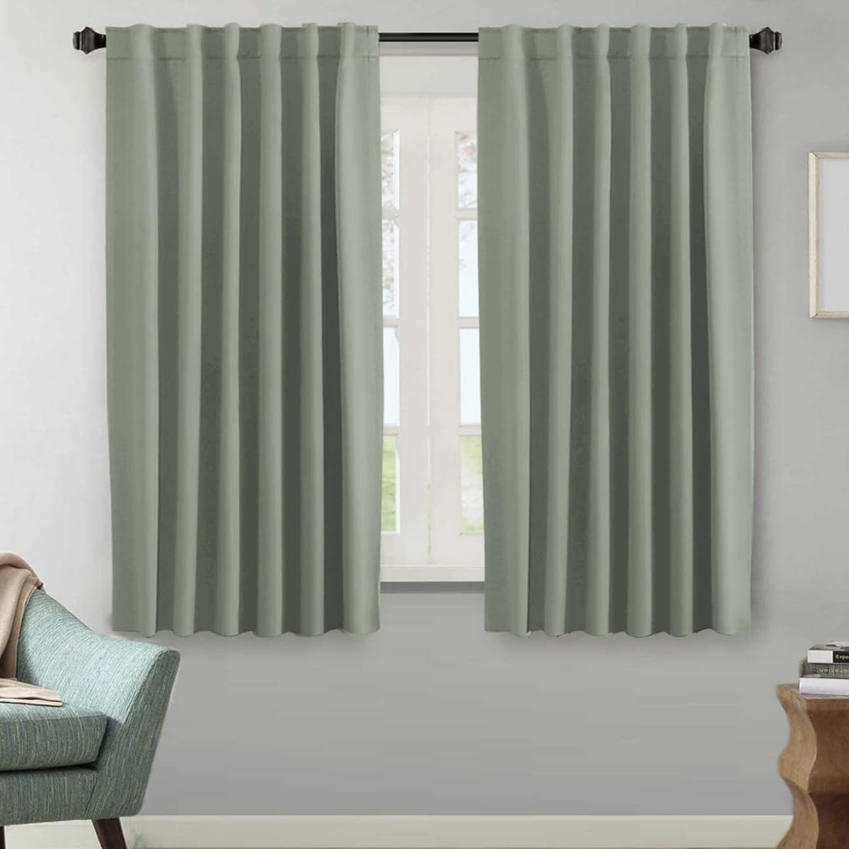 2pcs H.VERSAILTEX Blackout Curtains Thermal Insulated Window Treatment Panels Room Darkening Blackout Drapes for Living Room Back Tab/Rod Pocket Bedroom Draperies