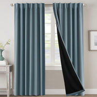 H.VERSAILTEX 100% Blackout Curtains for Bedroom with Black Liner Full Room Darkening Curtains 84 Inch Long Thermal Insulated Back Tab/Rod Pocket Window Drapes for Living Room, 2 Panels, Natural Sand