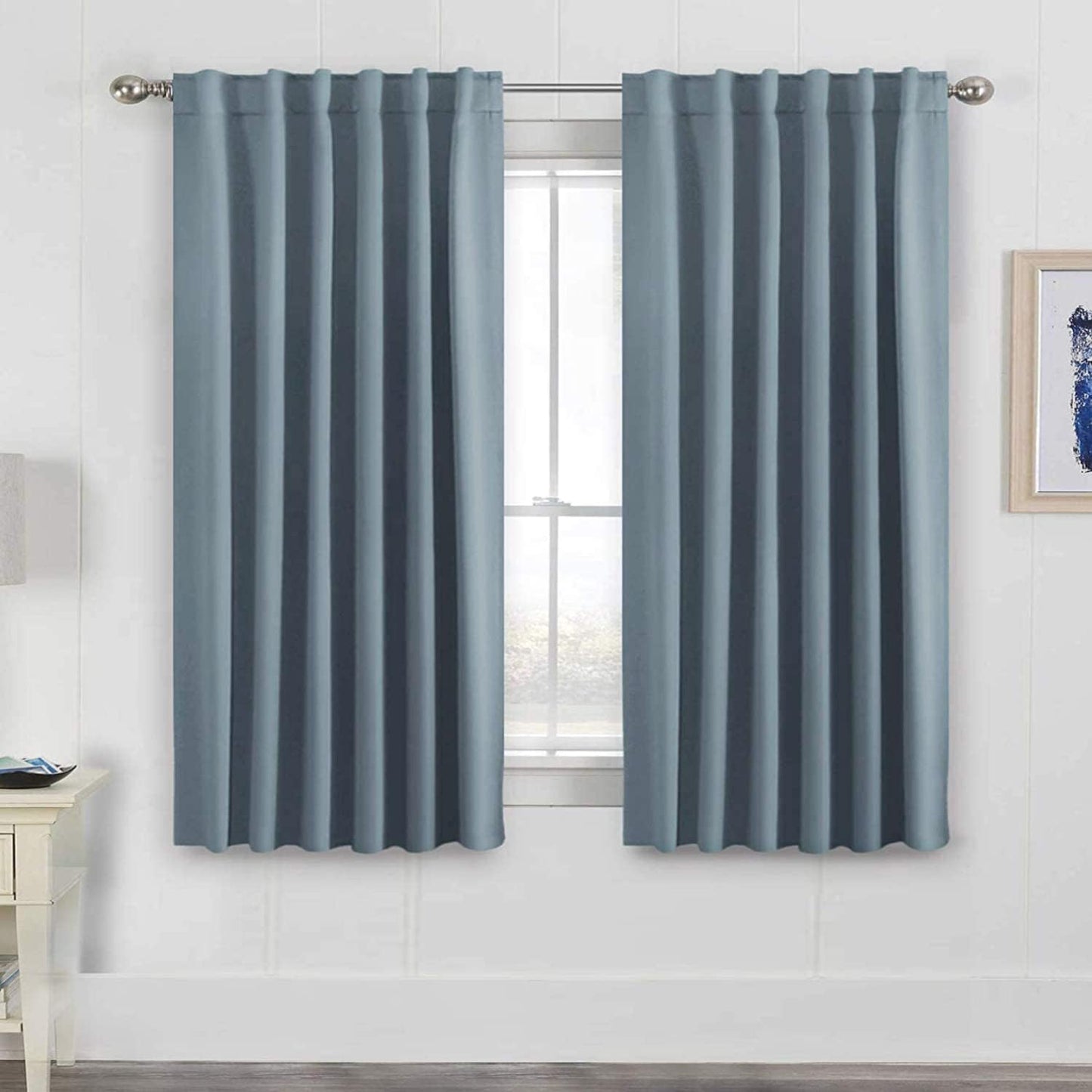 2pcs H.VERSAILTEX Blackout Curtains Thermal Insulated Window Treatment Panels Room Darkening Blackout Drapes for Living Room Back Tab/Rod Pocket Bedroom Draperies