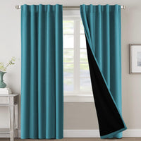 H.VERSAILTEX 100% Blackout Curtains for Bedroom with Black Liner Full Room Darkening Curtains 84 Inch Long Thermal Insulated Back Tab/Rod Pocket Window Drapes for Living Room, 2 Panels, Natural Sand