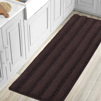 1pc H.VERSAILTEX Bath Rugs for Bathroom Non Slip Bath Mats Extra Thick Chenille Striped Rug 20" x 32" Absorbent Non Skid Fluffy Soft Shaggy Washable Dry Fast Plush Mat for Indoor, Bath Room, Tub