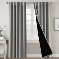 H.VERSAILTEX 100% Blackout Curtains for Bedroom with Black Liner Full Room Darkening Curtains 84 Inch Long Thermal Insulated Back Tab/Rod Pocket Window Drapes for Living Room, 2 Panels, Natural Sand