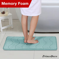 Prince Deco Memory Foam Bath Mat for Bathroom Non Slip Bath Rug Velvet Thick Soft and Comfortable Water Absorbent Machine Washable Easier to Dry Floor Rug Mats Waved Pattern