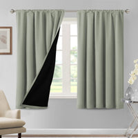 H.VERSAILTEX 100% Blackout Curtains for Bedroom Short Curtains Half Window Curtains for Kitchen, Privacy Energy Saving Curtain Tiers for Bathroom Shades, W 42 x L 36 inch, Pumice Stone, Set of 2