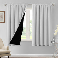 H.VERSAILTEX 100% Blackout Curtains for Bedroom Short Curtains Half Window Curtains for Kitchen, Privacy Energy Saving Curtain Tiers for Bathroom Shades, W 42 x L 36 inch, Pumice Stone, Set of 2