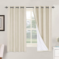 2 pcs  H.VERSAILTEX 100% Blackout Linen Curtains Full Light Blocking Curtains for Bedroom, Textured Window Curtains for Living Room, Energy Efficient Curtains White Liner