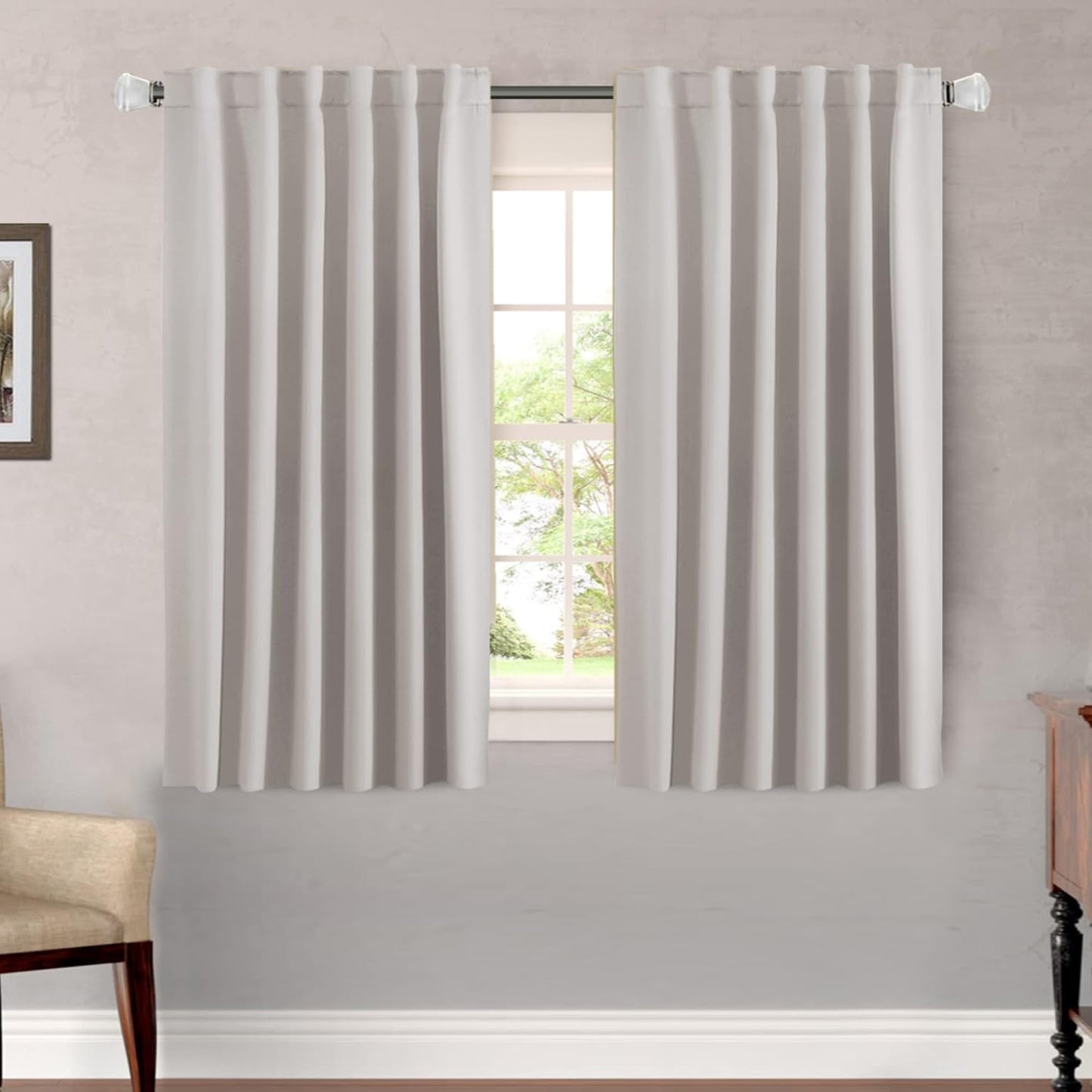 2 pcs H.VERSAILTEX Blackout Curtains Thermal Insulated Window Treatment Panels Room Darkening Blackout Drapes for Living Room Back Tab/Rod Pocket Bedroom Draperies