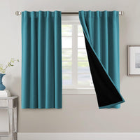 H.VERSAILTEX 100% Blackout Curtains for Bedroom with Black Liner Full Room Darkening Curtains 84 Inch Long Thermal Insulated Back Tab/Rod Pocket Window Drapes for Living Room, 2 Panels, Natural Sand