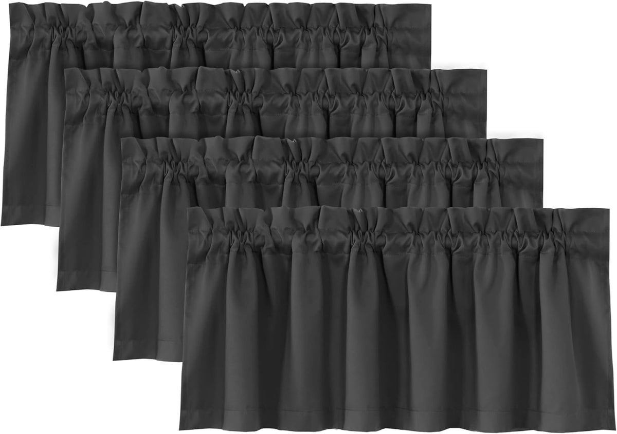 H.VERSAILTEX 100% Blackout Valances for Windows,Kitchen Window Valances Short Grey Window Valance Curtains for Living Room/Bedroom/Bathroom Privacy Decorative Rod Pocket,2 Pack, 52" x 18", Dove Gray