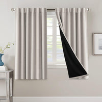 H.VERSAILTEX 100% Blackout Curtains for Bedroom with Black Liner Full Room Darkening Curtains 84 Inch Long Thermal Insulated Back Tab/Rod Pocket Window Drapes for Living Room, 2 Panels, Natural Sand