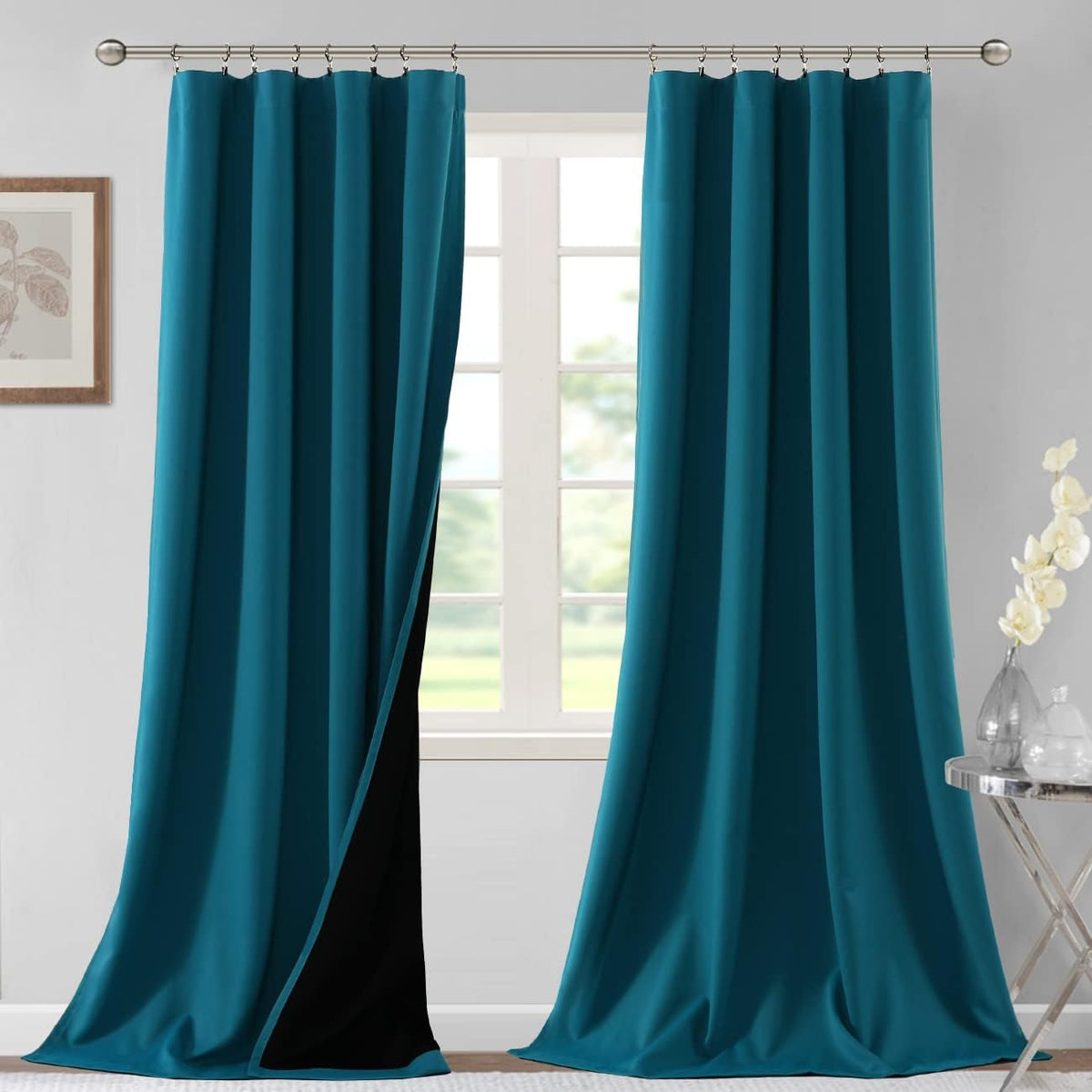 H.VERSAILTEX 100% Blackout Curtains for Bedroom Short Curtains Half Window Curtains for Kitchen, Privacy Energy Saving Curtain Tiers for Bathroom Shades, W 42 x L 36 inch, Pumice Stone, Set of 2