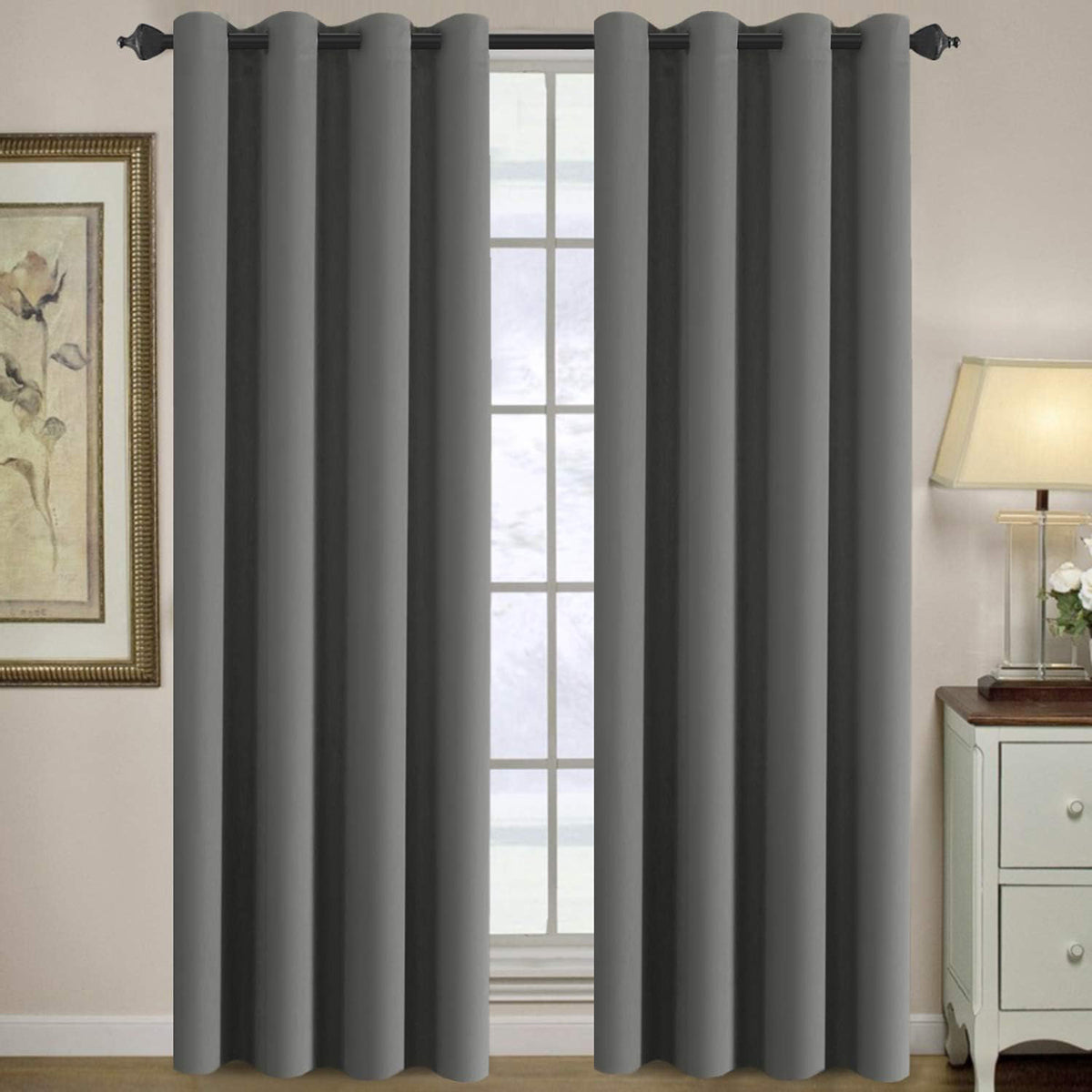 H.VERSAILTEX Room Darkening Curtains for Living Room Blackout Thermal Insulated Energy Efficient Winow Treatment Extra Long Curtains/Drapes, Grommet Top, One Panel