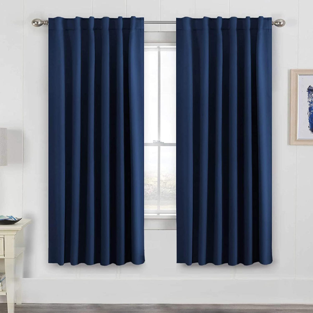 2pcs H.VERSAILTEX Blackout Curtains Thermal Insulated Window Treatment Panels Room Darkening Blackout Drapes for Living Room Back Tab/Rod Pocket Bedroom Draperies